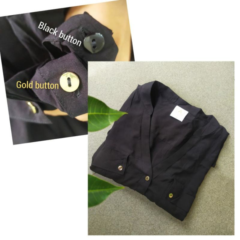 Acollection gold &amp; black buttoned V neck shirt