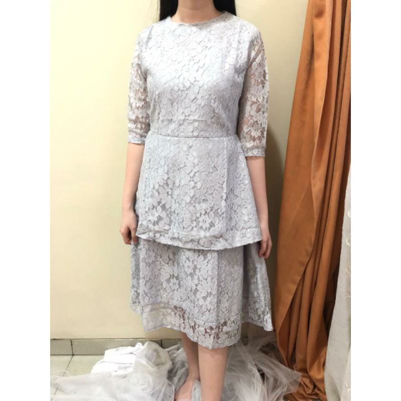 Ken-127 Dress pesta full brokat A Line dress kondangan style dress susun