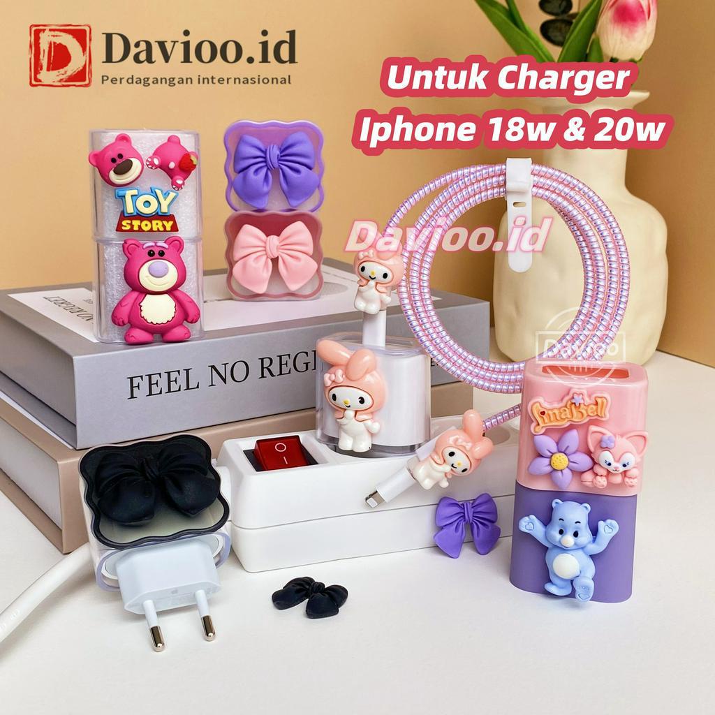 Iphone 18w&amp;20w | Set 5 PCS Paket Cover Pelindung Kabel &amp; Kepala Charger Untuk Charger Iphone 18w &amp; 20w