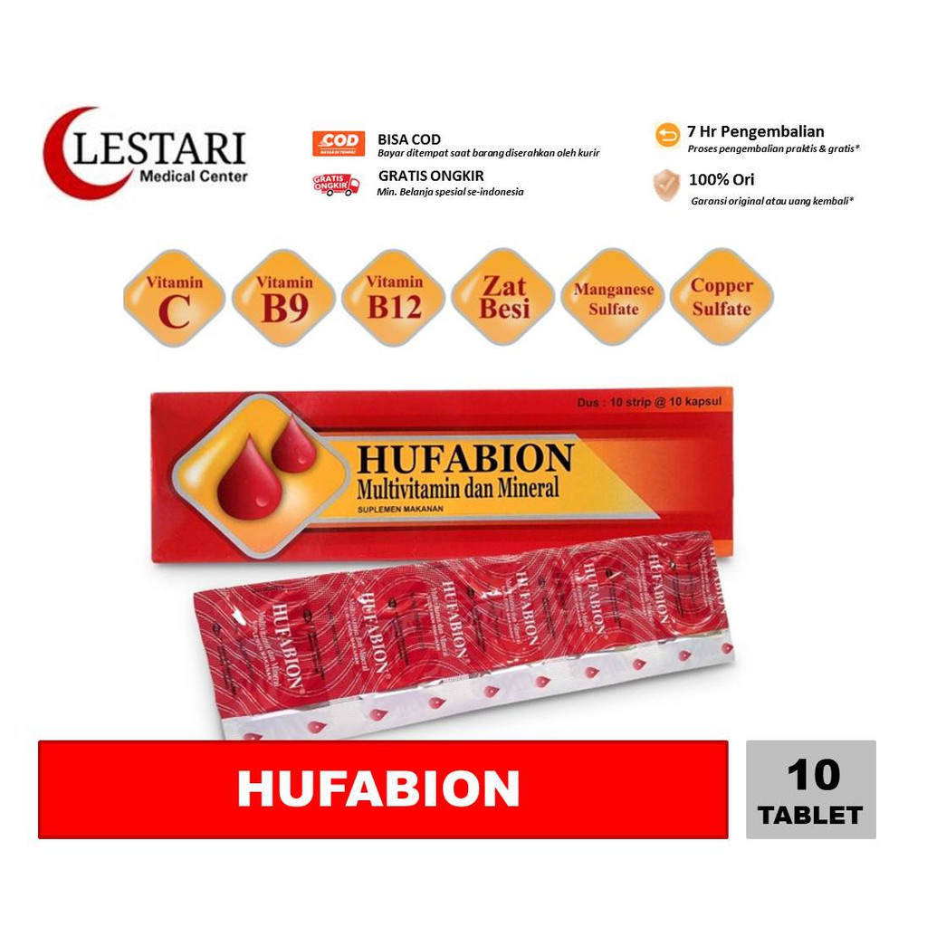 Hufabion 10 Kapsul (1 Strip) - Suplemen Tambah Darah, Ibu Hamil dan Menyusui