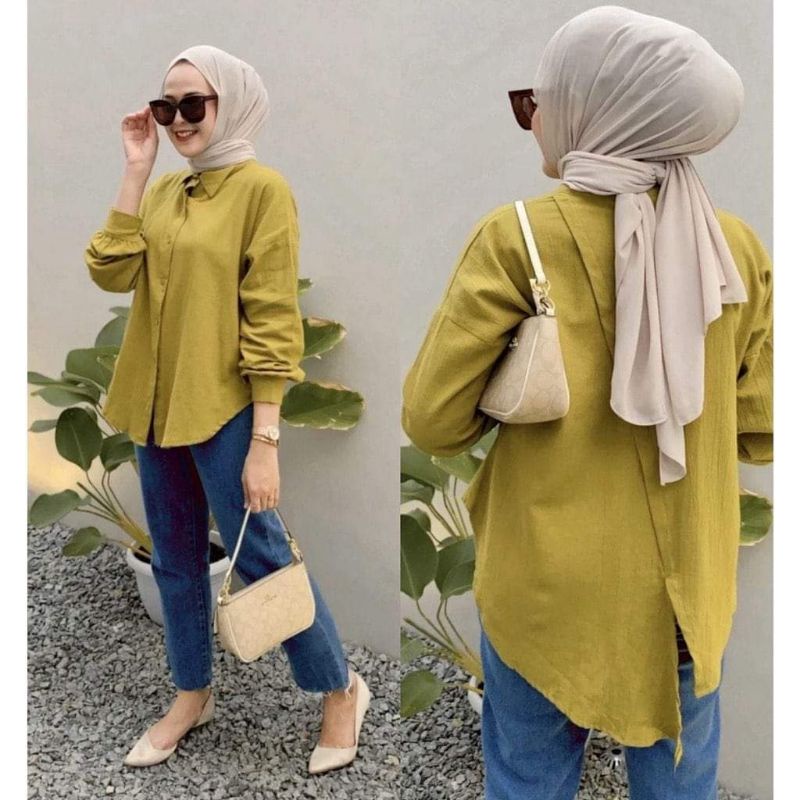 Nelka Linen Shirt Oversize  / Kemeja Linen wanita terbaru