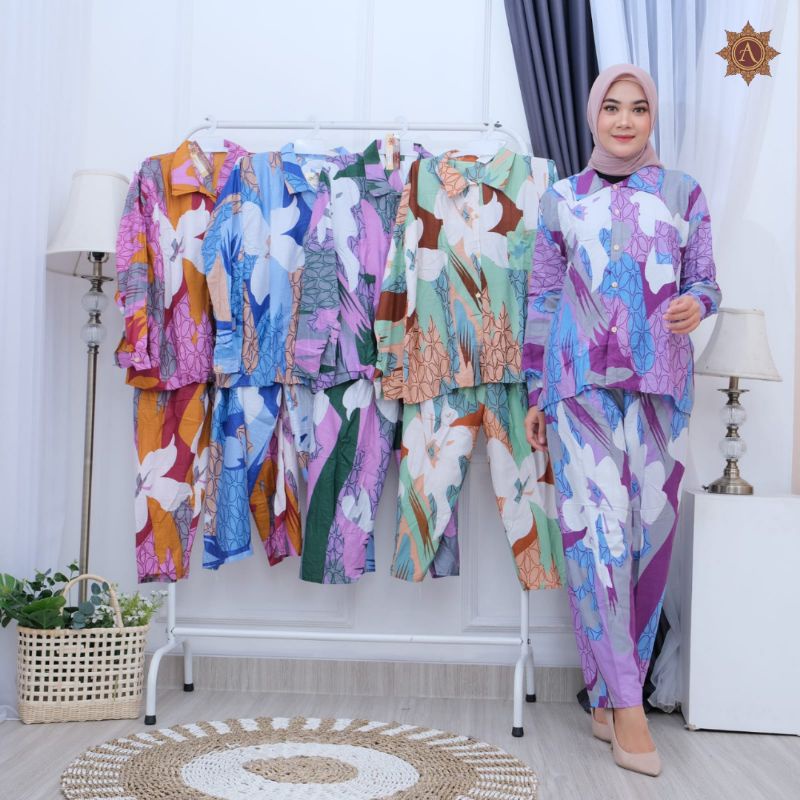 SETELAN CELANA/ SETELAN DASTER KEMEJA/ BABYDOL SETELAN CELANA/ ONE SET MOTIF KEKINIAN/SETELAN WANITA-7