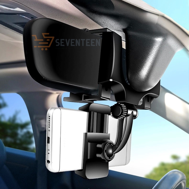 SEVENTEEN UNIVERSAL CAR PHONE HOLDER HP MULTIFUNGSI REARVIEW MIRROR 360 DERAJAT CAR PHONE BRACKET HOLDER STAND HP