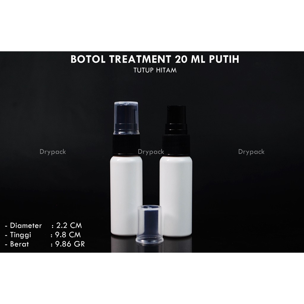 Botol Treatment 20 ml Putih tutup Hitam