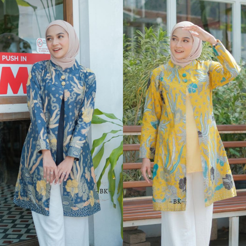 Batik Alina Tunik Batik Baju Batik Wanita Modern Atasan Batik Kerja Wanita Blouse Batik Kantor Seragam M L XL XXL