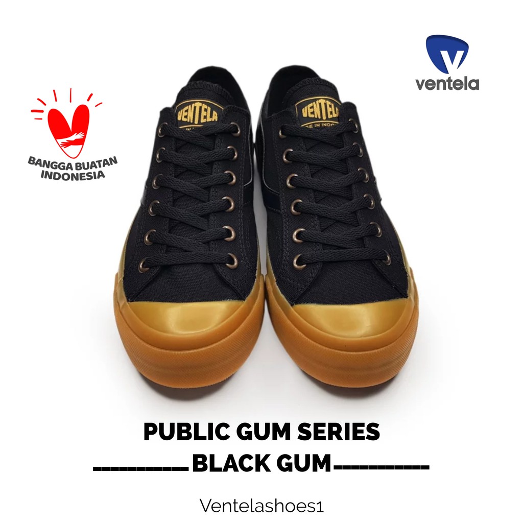 Sepatu Sneakers Hitam Ventela Public Low Gum Vantela Vantella Ventella Shoes Ori Original Murah