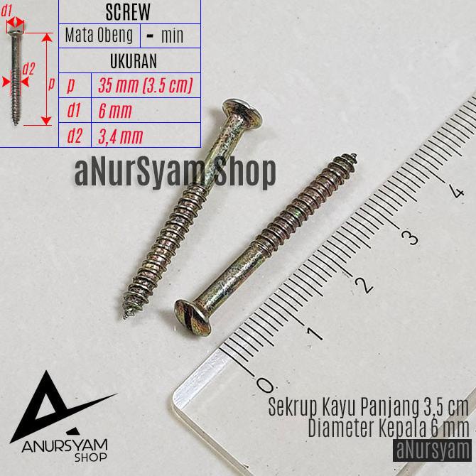 Sekrup Kayu 3.5 cm / Sekrup 6 x 3.5 cm Isi 24 pcs / Sekrup Kayu Min anursy44 Segera Beli