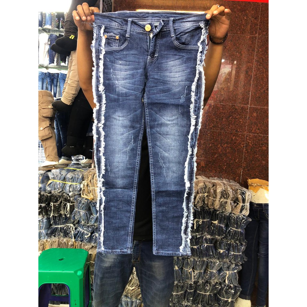 Celana Jeans Wanita Pensil 7/9 Rumbai Samping 27 28 29 30 Bisa Bayar Ditempat(COD)