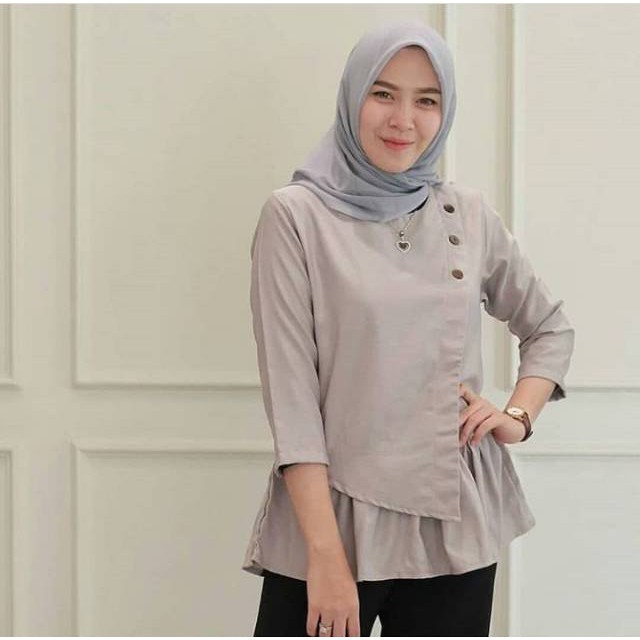 Tiara Blus Moscrepe Atasan Muslim Wanita Kekinian Harga Murah Kualitas Bagus Keluaran Terbaru