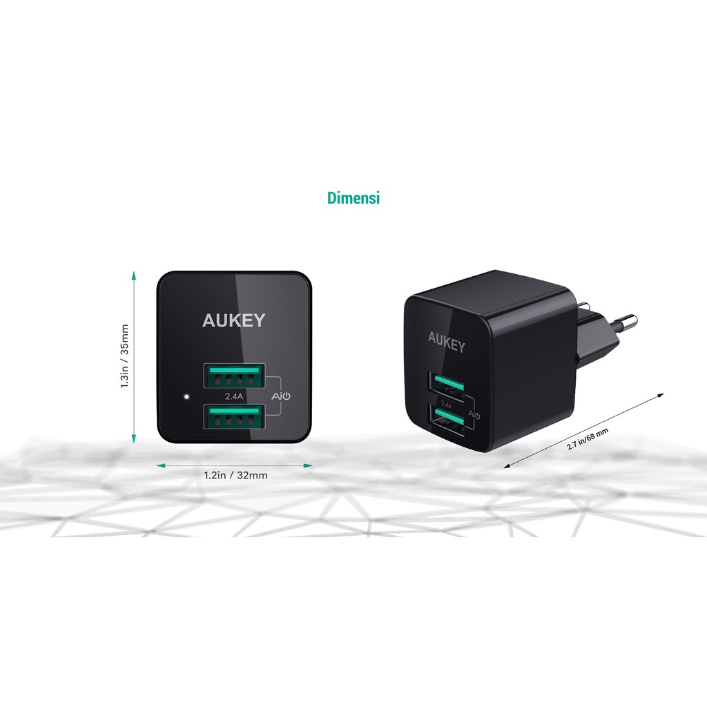 AUKEY PA-U32 - Mini Dual Port USB 4.8A Wall Charger with AiPower