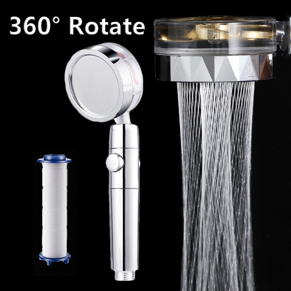 Turbo Fan Shower Head Water Saving High-Pressure Rainfall ABS Propeller