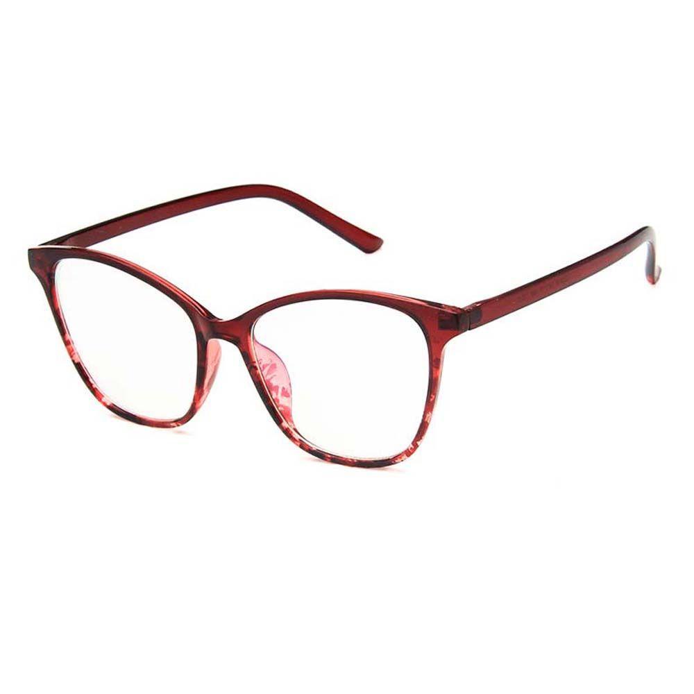 Mxbeauty Kacamata Anti Radiasi Wine Red Untuk Wanita Motif Leopard Lensa Bening Hitam Wanita Eyeglasses Cat Eye Glasses