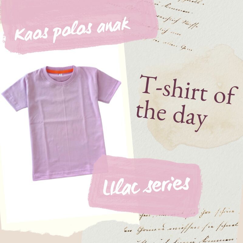 Kaos Polos Anak Cewe Warna Lilac / Ungu Muda Kaos Main Anak Kaos Anak Lilac Kaos Anak Perempuan
