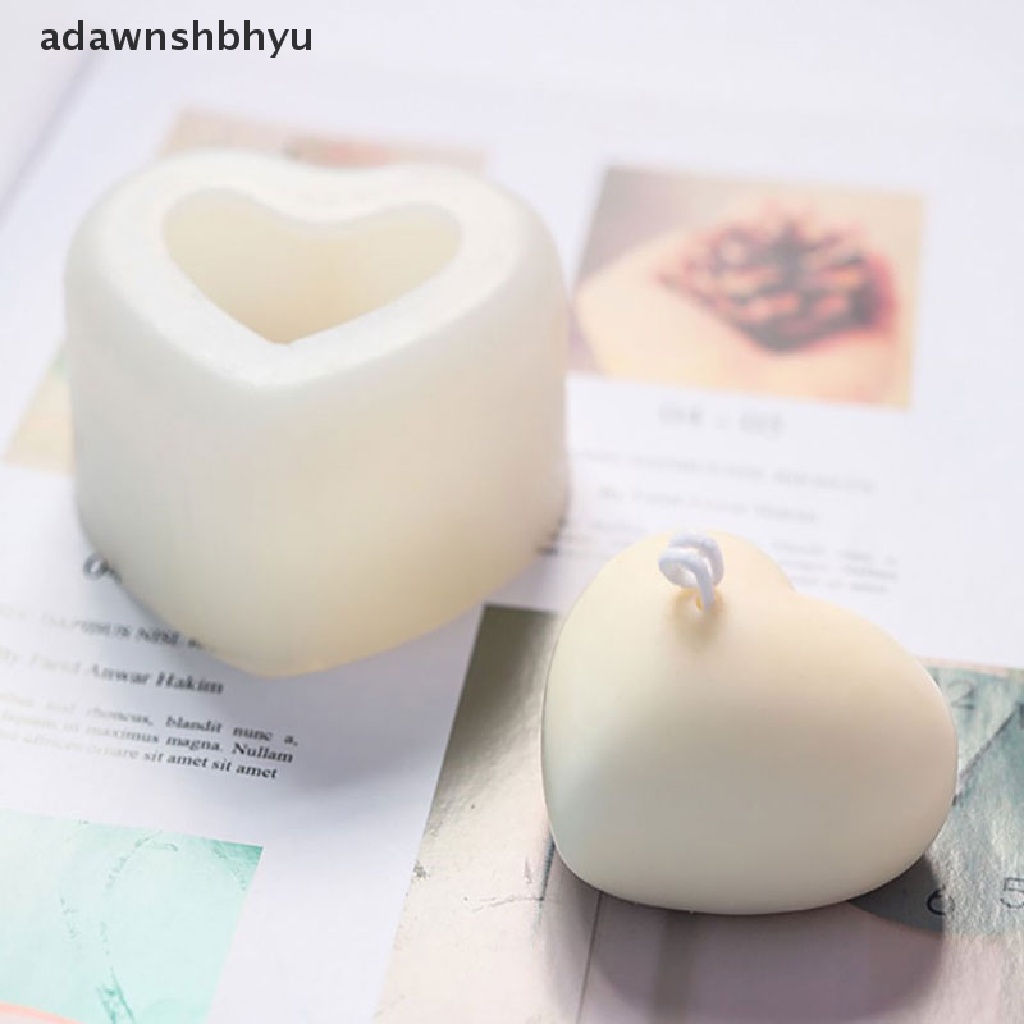 [adawnshbhyu] 3d Love Heart Silicone Mold Aroma Plester Cetakan Lilin DIY Dekorasi Kue