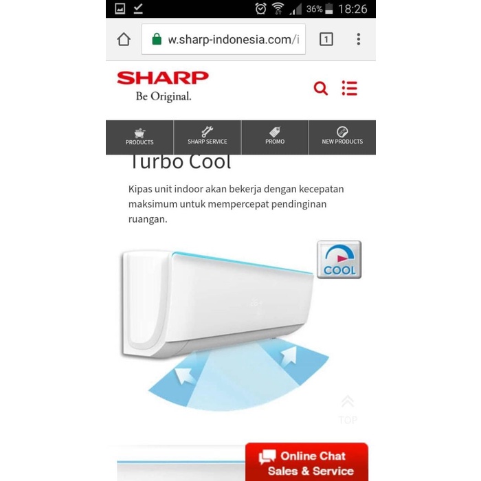 AC SHARP AH-A5UCY 1/2 PK TURBO COOL SERIES R32 0.5PK GARANSI 10 TAHUN
