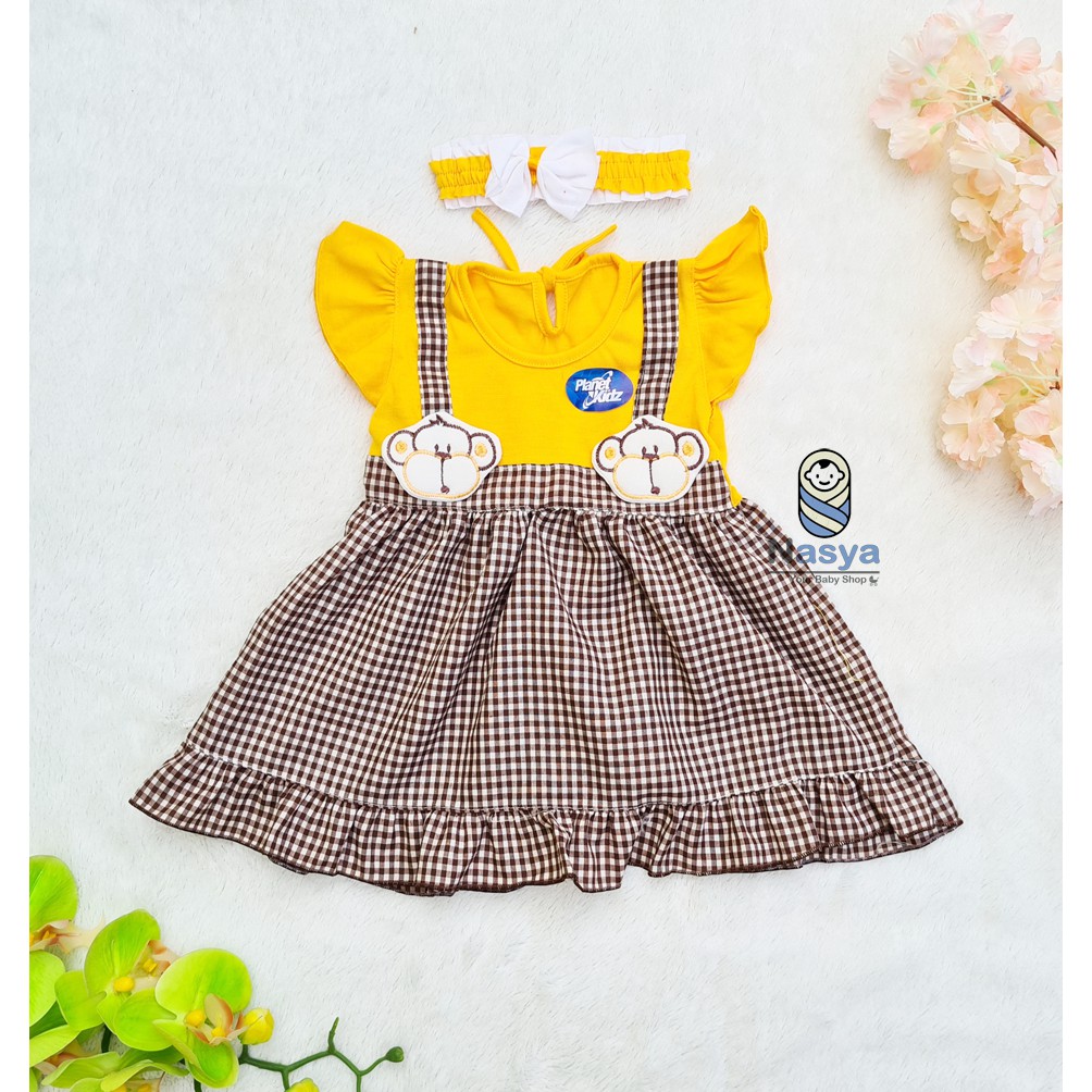 [ PROMO 7.7 ] [P-015] Dress Bayi / Baju Bayi Model Dress MURAH baby girl (0-6 bulan) + Bandana