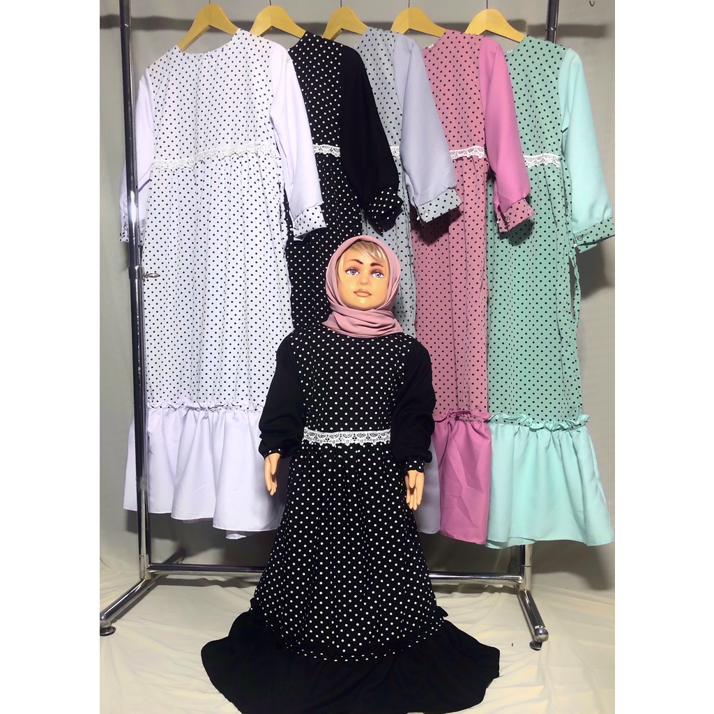 NAYAKA kids gamis anak muslimah perempuan tanggung long dress GAMIS SUSUN kid wanita anak usia 4 5 6 7 8 9 10 11 12 13 14 TAHUN tahun warna putih tulang bw hitam MINT dusty pink salem grey fashin muslim anak pesantren ngaji manasih maulid nabi