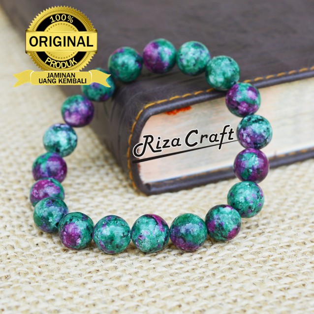 Gelang Batu Alam RUBY Tanzania Hijau ASLI AKik Natural Kalimantan Etnik Unik untuk Pria Wanita by Ri