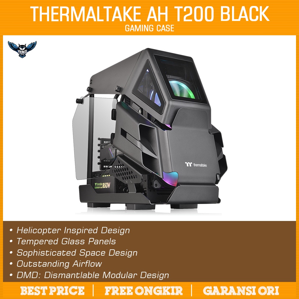 Gaming Case THERMALTAKE AH T200 BLACK - Micro ATX Tempered Casing