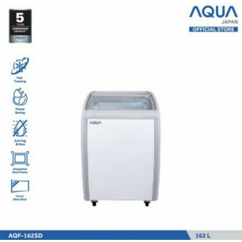 Chest Freezer AQUA AQF-162SD | AQF162SD sliding door tutup kaca cooler