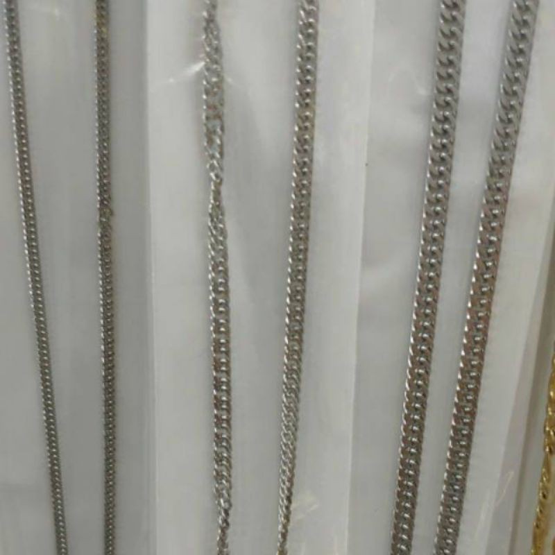 KALUNG TITANIUM RANTAI PADAT SILVER 3MM STAINLESS STEEL KALUNG PRIA WANITA