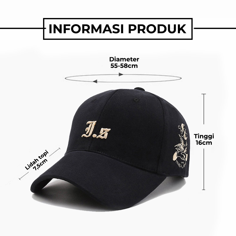 Topi Pria Wanita Baseball Distro Bordir JS Casual Sporty Kekinian BSAP