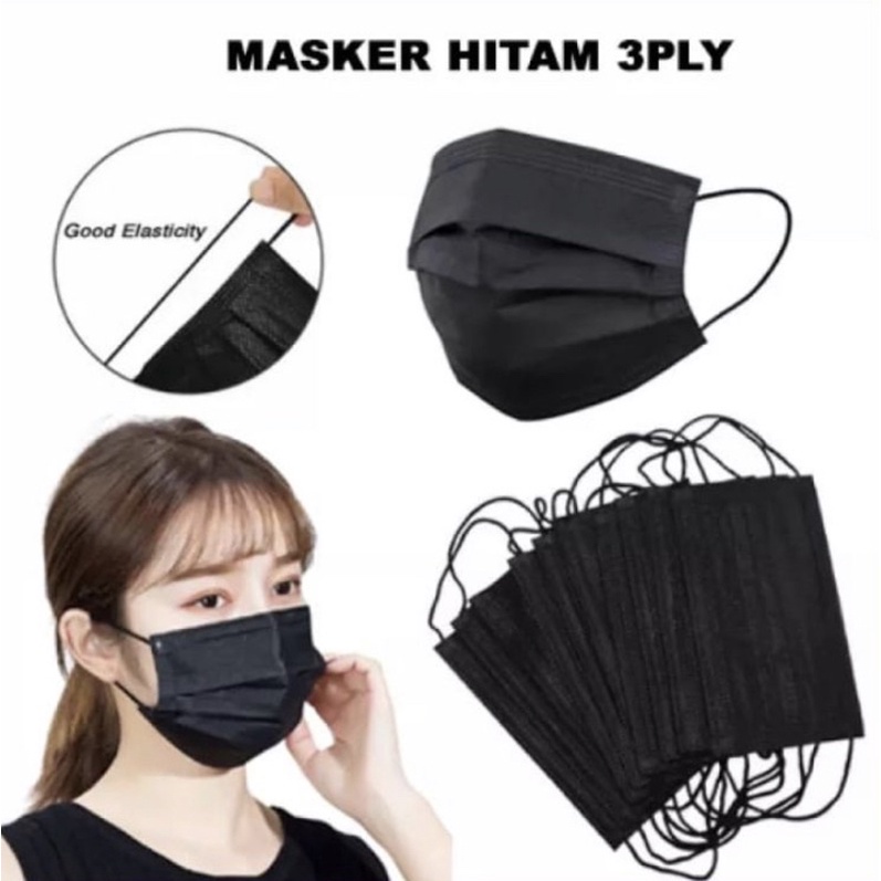 MASKER SURGICAL 3 PLY BLACK EDITION LIMITED (ISI 50PCS)