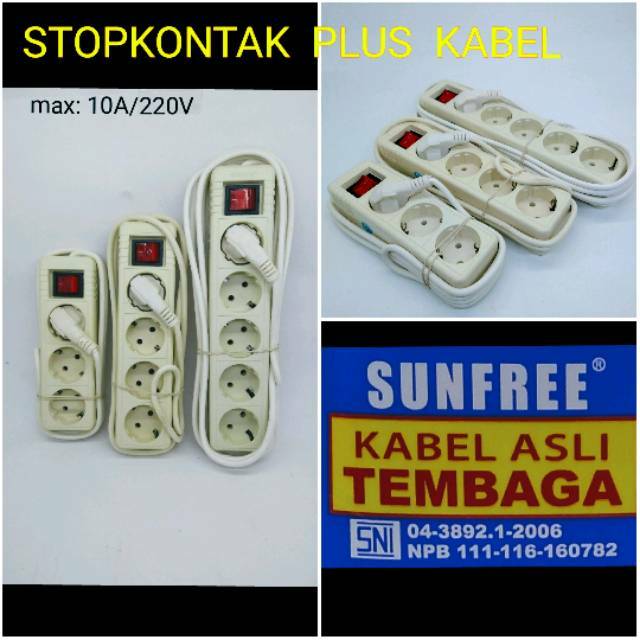 STOP KONTAK  5 LUBANG +SAKLAR + KABEL 2.5 METER