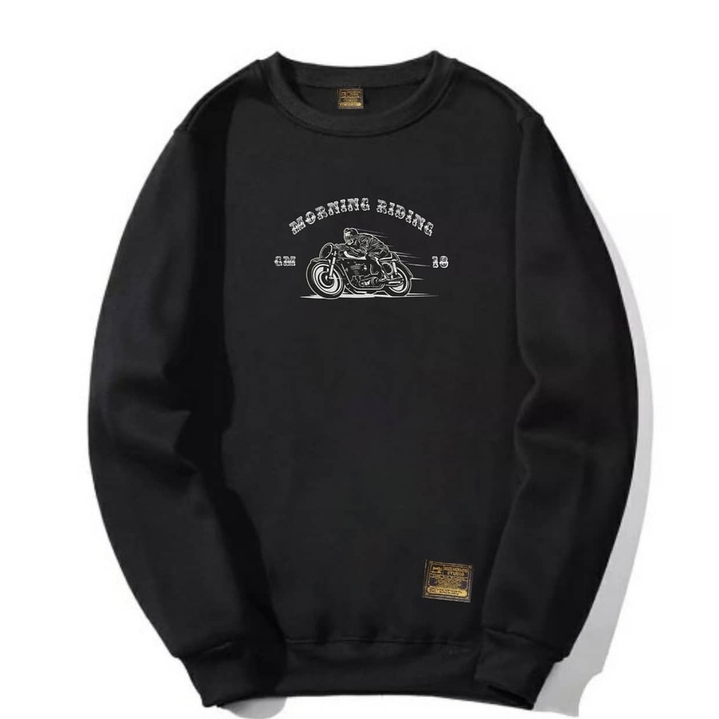 Crewneck Eigty Nine Sablon Simpel Hitam Sweater Good Morning Pria Wanita Oversize Premium Distro