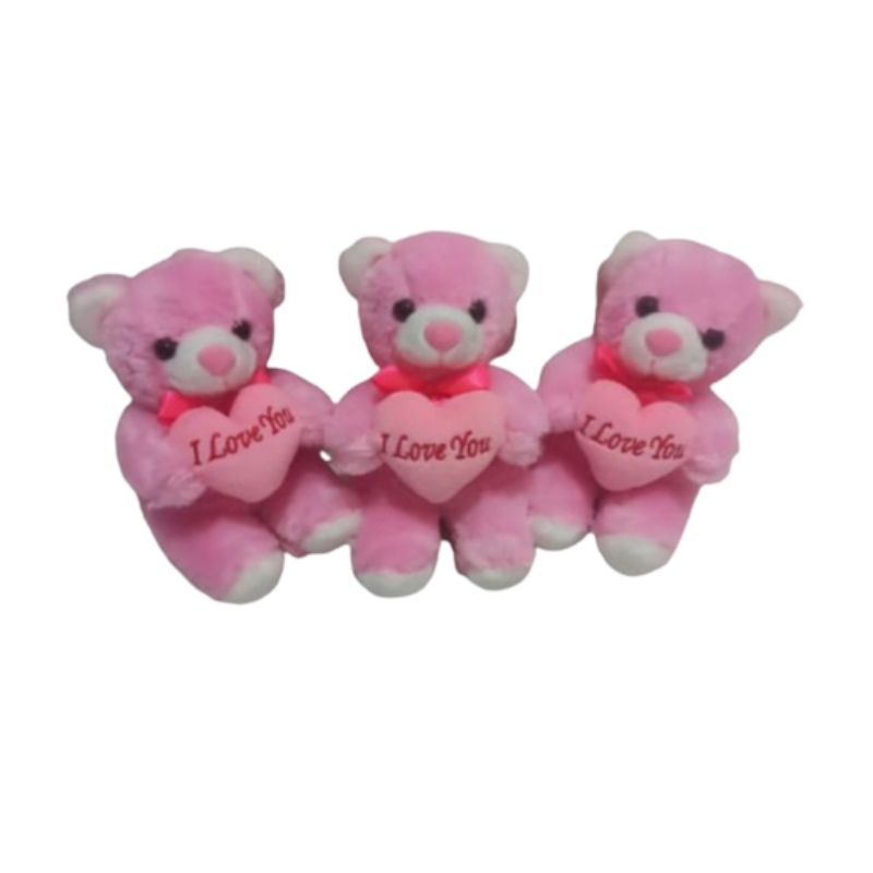 Boneka Teddy Bear Love Pink Ukuran S Sni Tinggi 20Cm