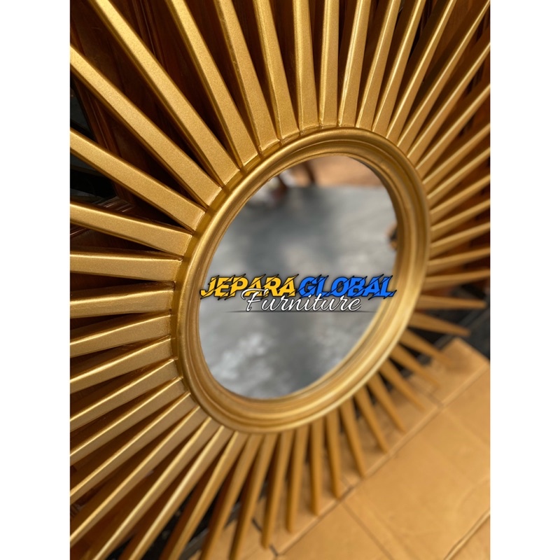 REAL PICT  Figura cermin matahari ukir jati ( mirror frame, kaca cermin,figura duco, hiasan kaca )