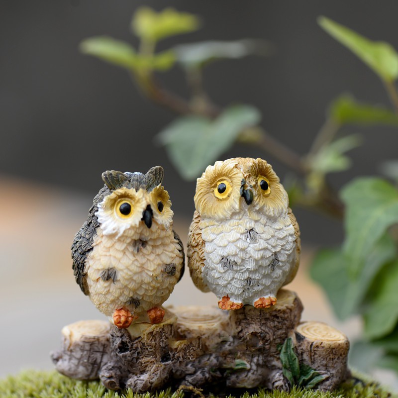 1 Pcs Miniature Figurine for mini fairy garden Aquarium fish tank animal resin craft Night Owl Figur