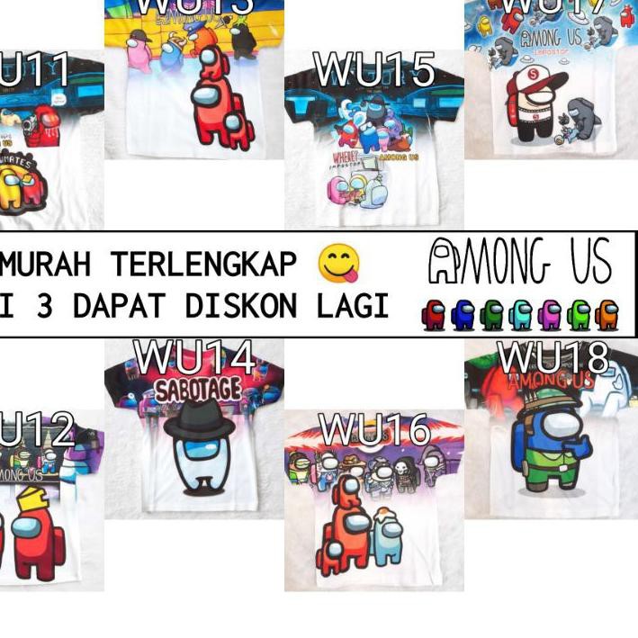 Ready Stock❂ KAOS ANAK AMONG US FULL PRINT THAI KHUSUS PUTIH OBLONG COWOK GROSIR BAJU ANAK FURO AMON