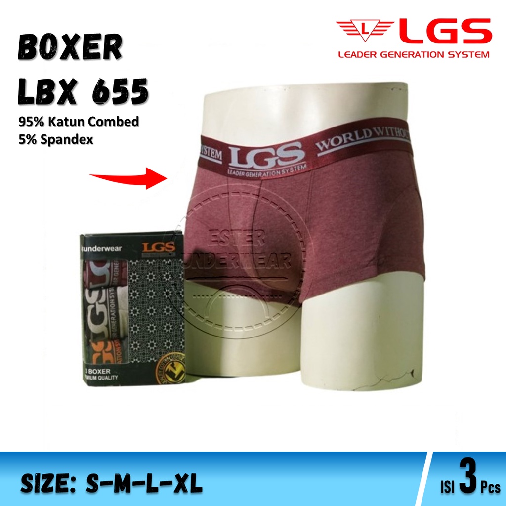 CELANA BOXER PRIA LGS 655 ISI 3Pcs |BOXER BAHAN COTTON MISTY