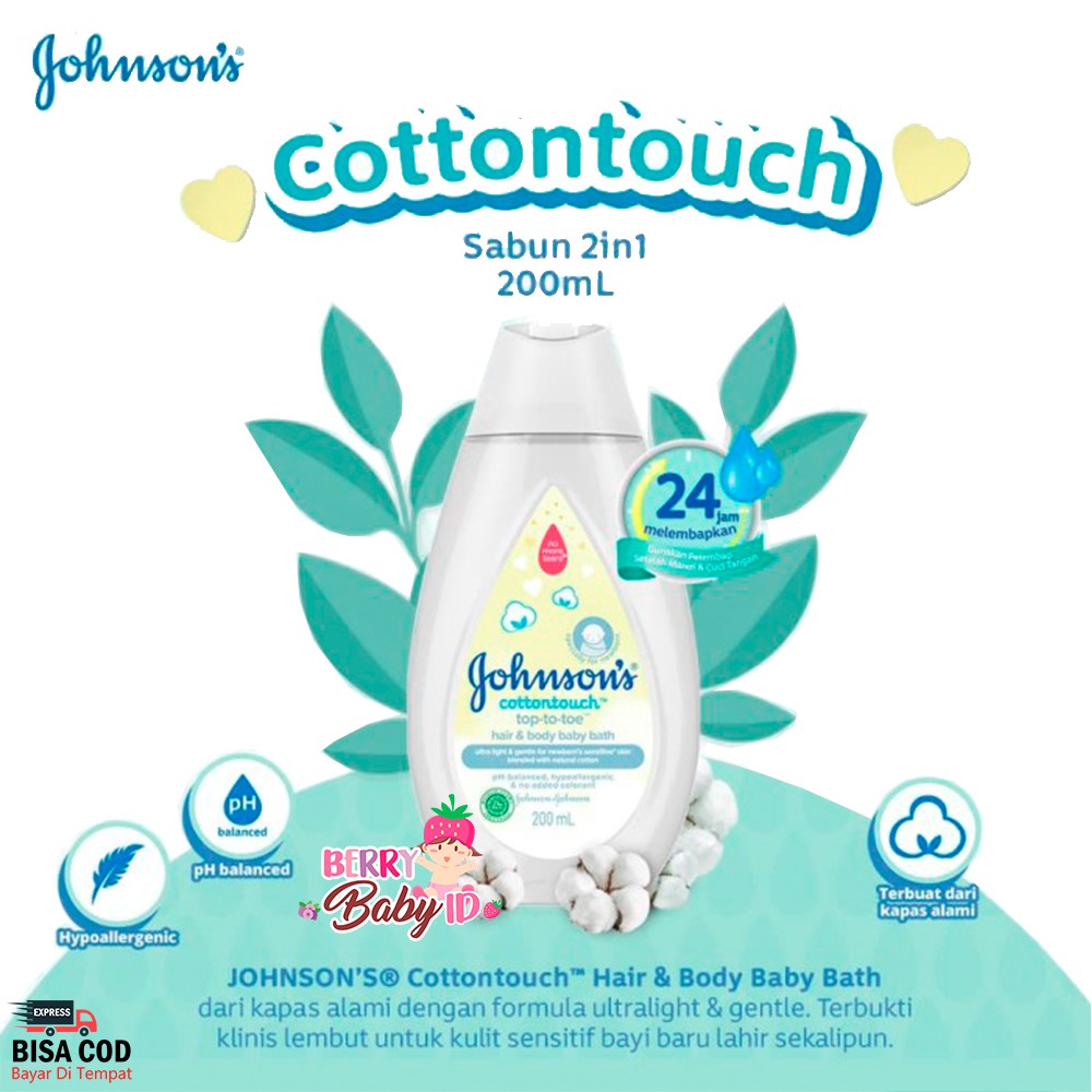 Johnson's Cottontouch Hair &amp; Body Baby Bath Shampo &amp; Sabun Bayi 200 ml Berry Mart