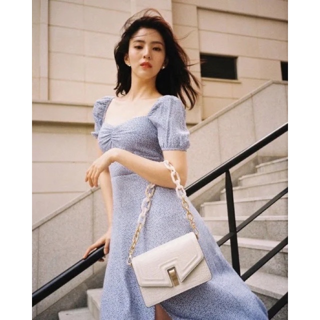 DRESS KOREA KEKINIAN TERMURAH - HAN SO HEE NEVERTHELESS SONGKANG KOREAN STYLE SABRINA FLORAL VINTAGE
