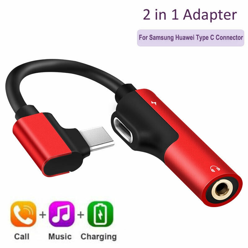 Kabel Adapter Konverter 2 in 1 USB Tipe C ke Audio Jack 3.5mm