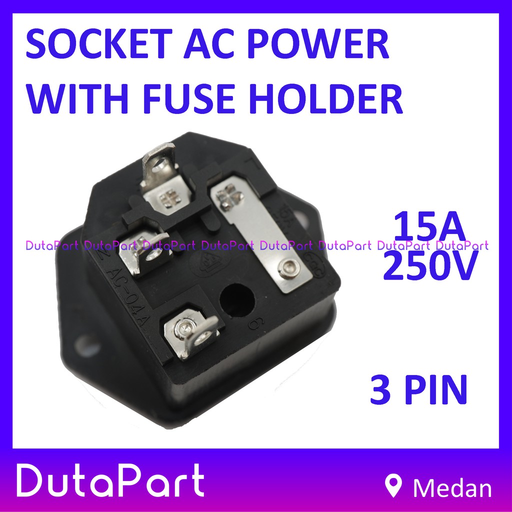 Socket AC Power 2in1 + Fuse Folder Soket Outlet Inlet Box 15A 250V