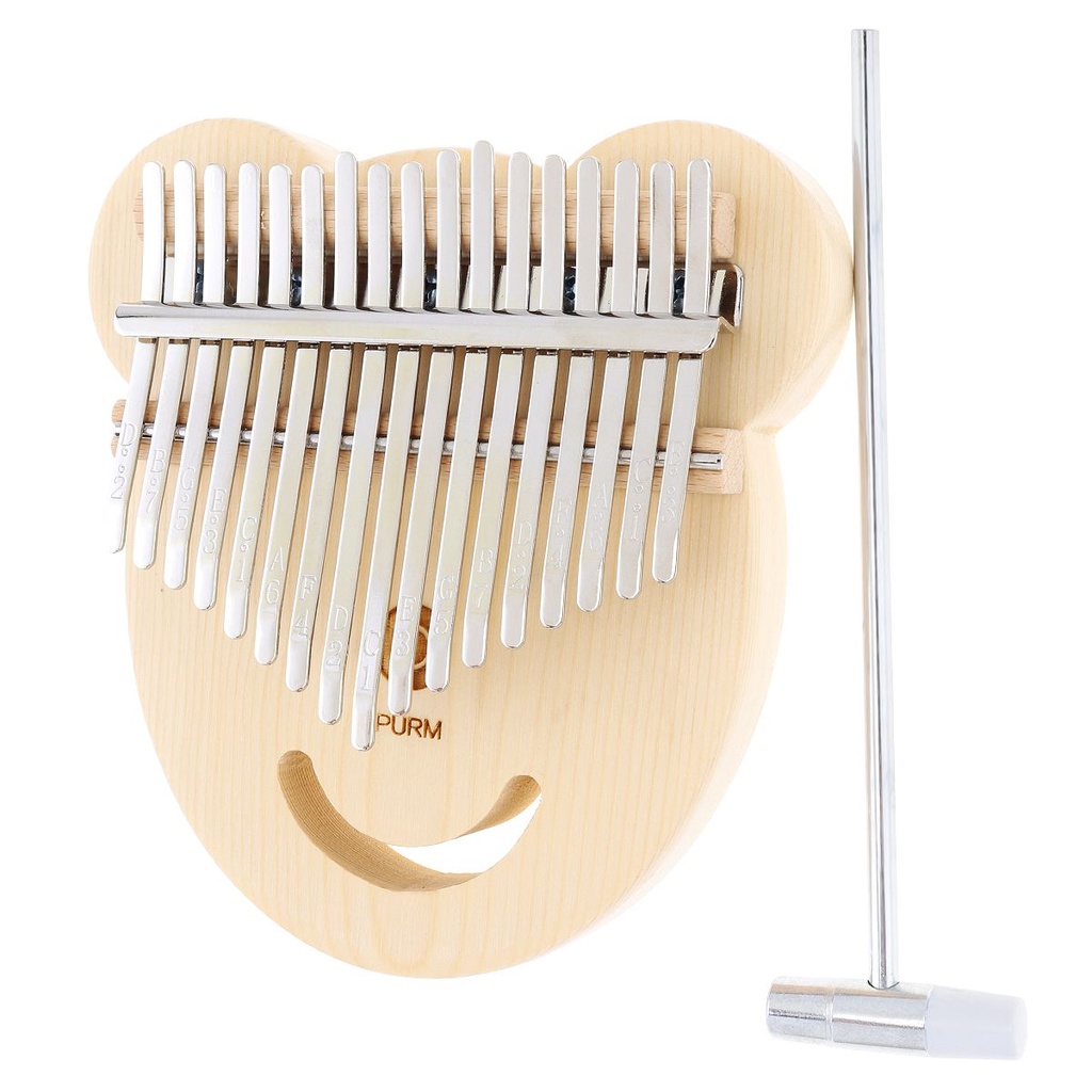 Kalimba Mbira Piano Jempol 17 Kunci Bentuk Wajah Beruang Bahan Kayu Cemara Dengan Tuning Hammer
