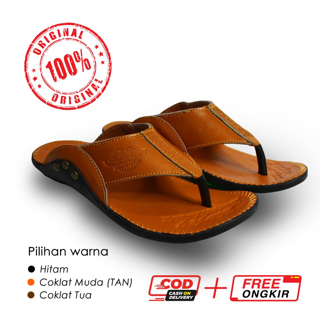 Sandal Kulit Harley Davidson Full Up Sendal Kulit Asli Pria Japit Casual Herley / Sendal Jepit Pria Terbaru