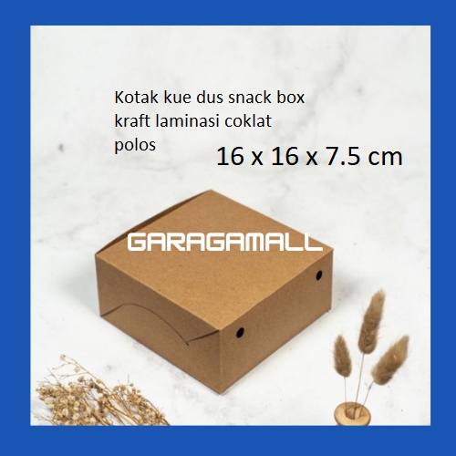 

Kotak kue dus snack dus kue snack box kardus hampers snack kotak box kue kraft laminasi dus packing snack 16x16x7.5 cm (isi 10 pcs)