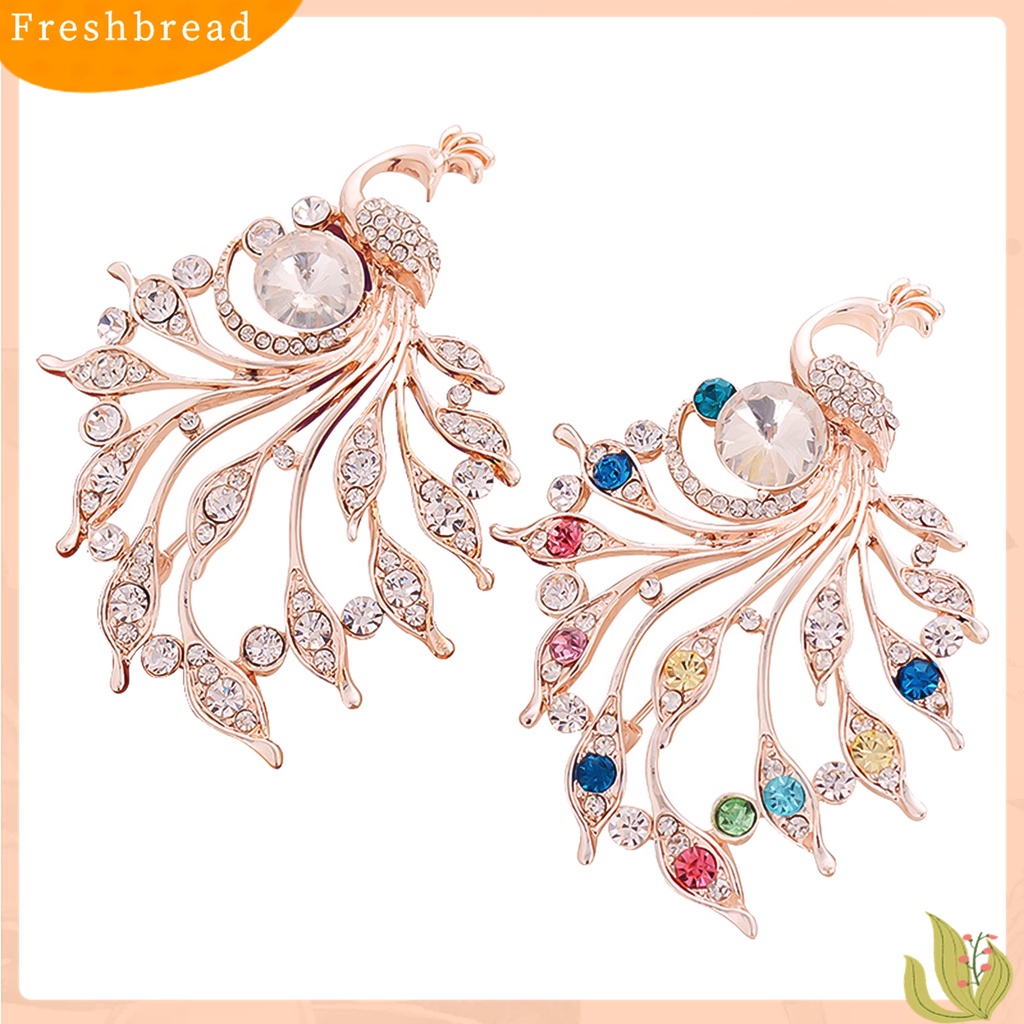 [ TERLARIS]Women Peacock Shape Rhinestone Inlaid Brooch Pin Breastpin Collar Hat Jewelry