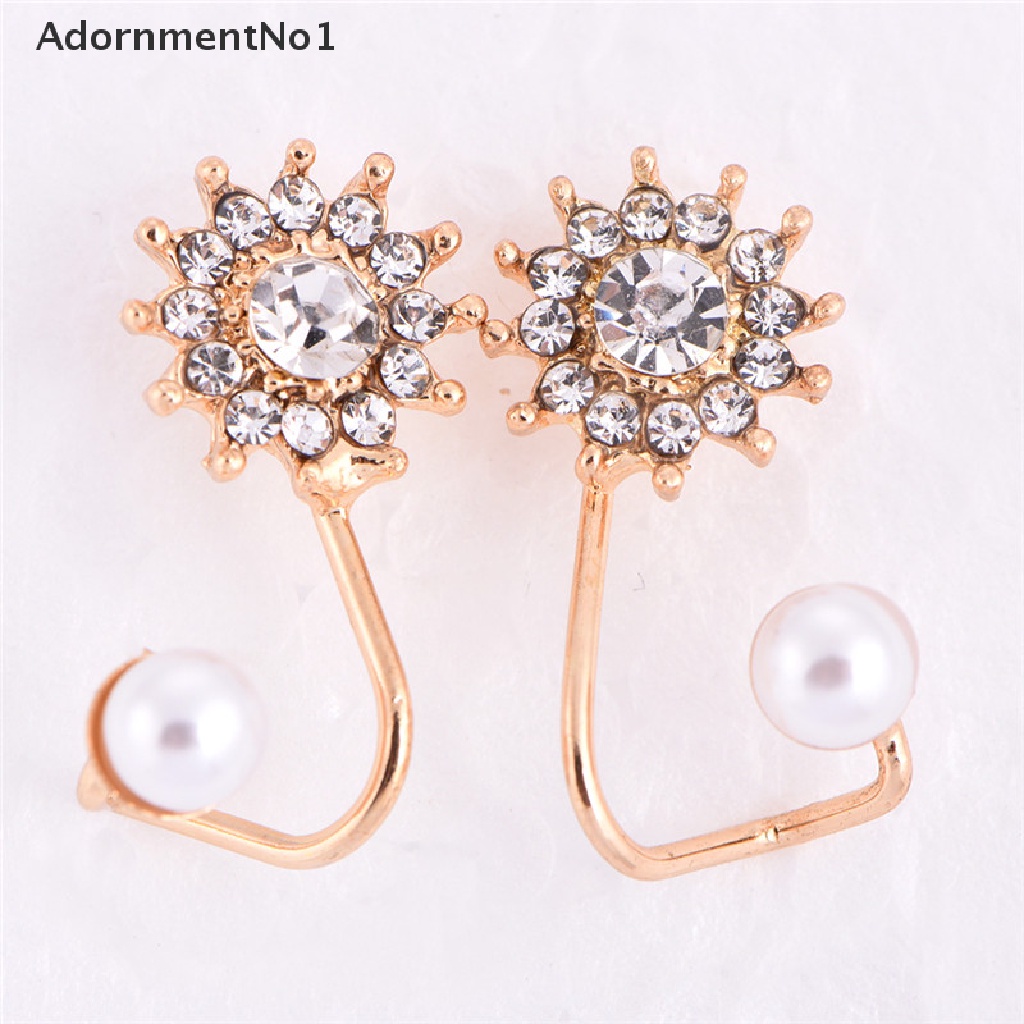 (AdornmentNo1) 1 Pasang Anting Tusuk Mutiara + Berlian Imitasi Untuk Wanita