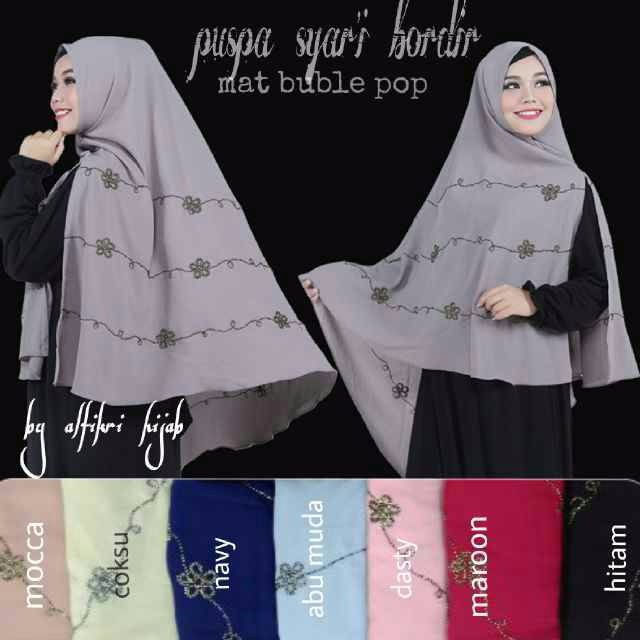 [HOT] Khimar Puspa Bordir / Jilbab Instan / Kerudung