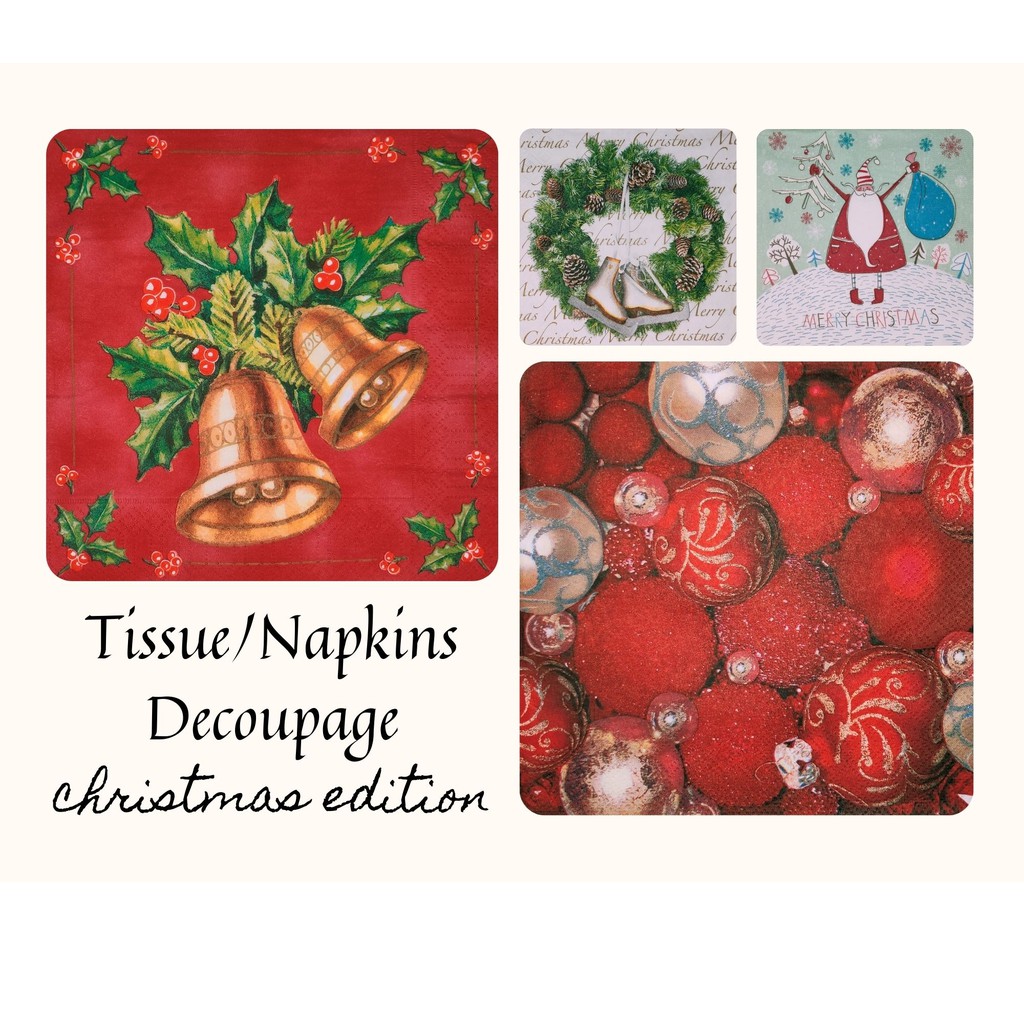 Tissue / Napkin Decoupage 33x33cm Edisi Natal/Christmas