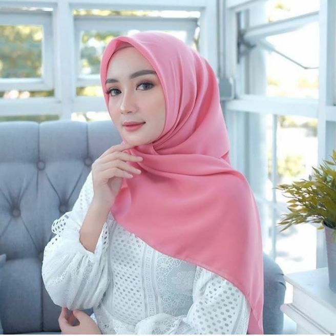 Bella Square Hijab Segiempat | Kerudung Laudya Pollycotton PART 2-PinkBaby