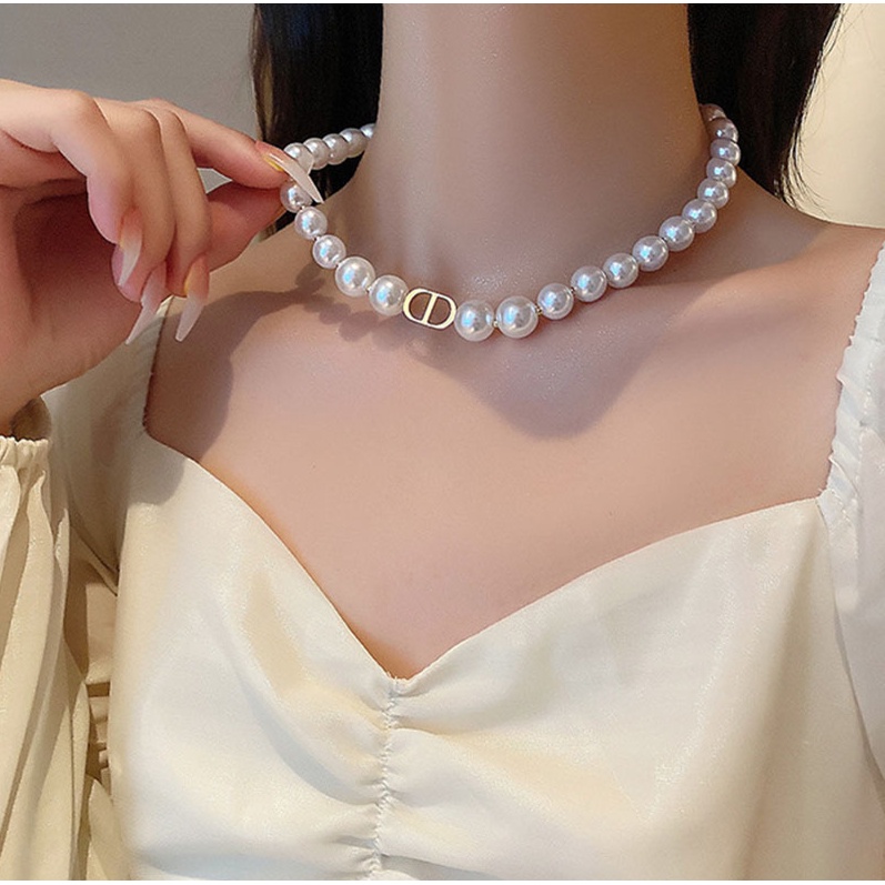 IFYOU Kalung Choker Mutiara Bentuk Hati Warna Silver Gaya Korea Untuk Wanita