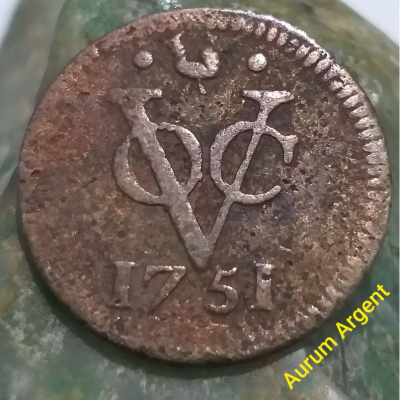 SVOC.22-- 1 PC KOIN TEMBAGA KUNO ASLI DOIT VOC TH 1751. --- COPPER COIN ---