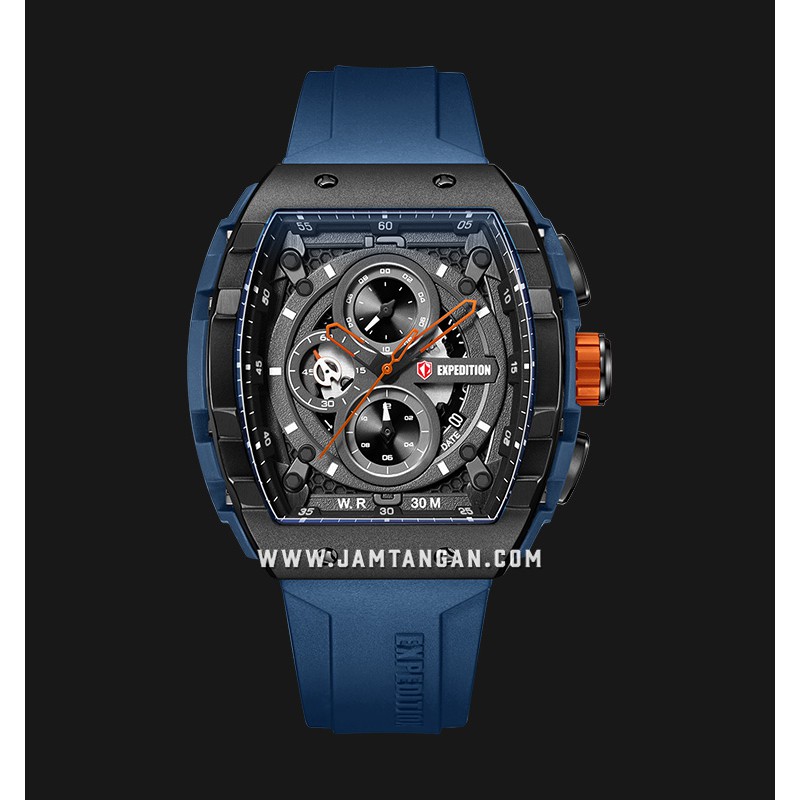 Expedition EXF 6782 MCRIPBABU Chronograph Men Black Dial Navy Rubber Strap