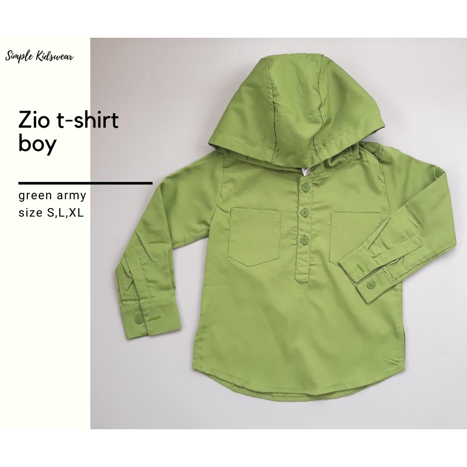 Baju Kemeja Anak Laki | ZIO T-SHIRT BOY  | GREEN ARMY | [OZSK]